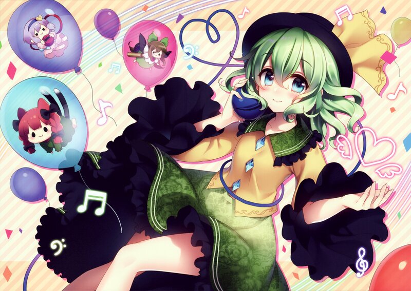 Green-haired Girl with Balloons — Green