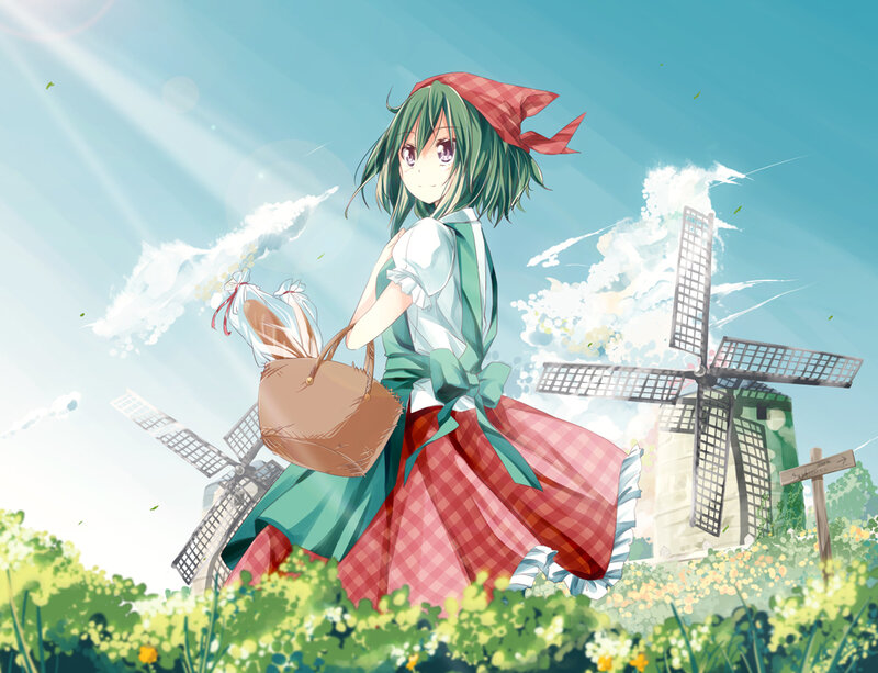 Green-haired Girl with Basket — Green