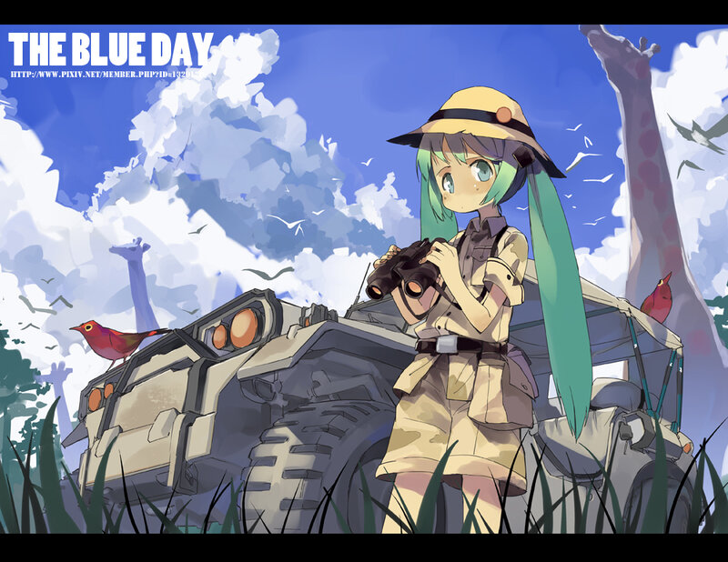 Green-haired Girl with Binoculars