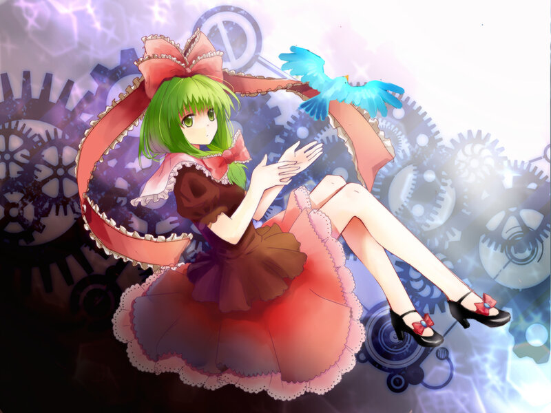 Green-haired Girl with Bird — Green, Dreamy