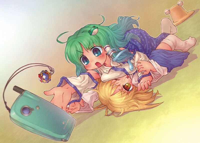 Green-haired Girl with Blonde Child
