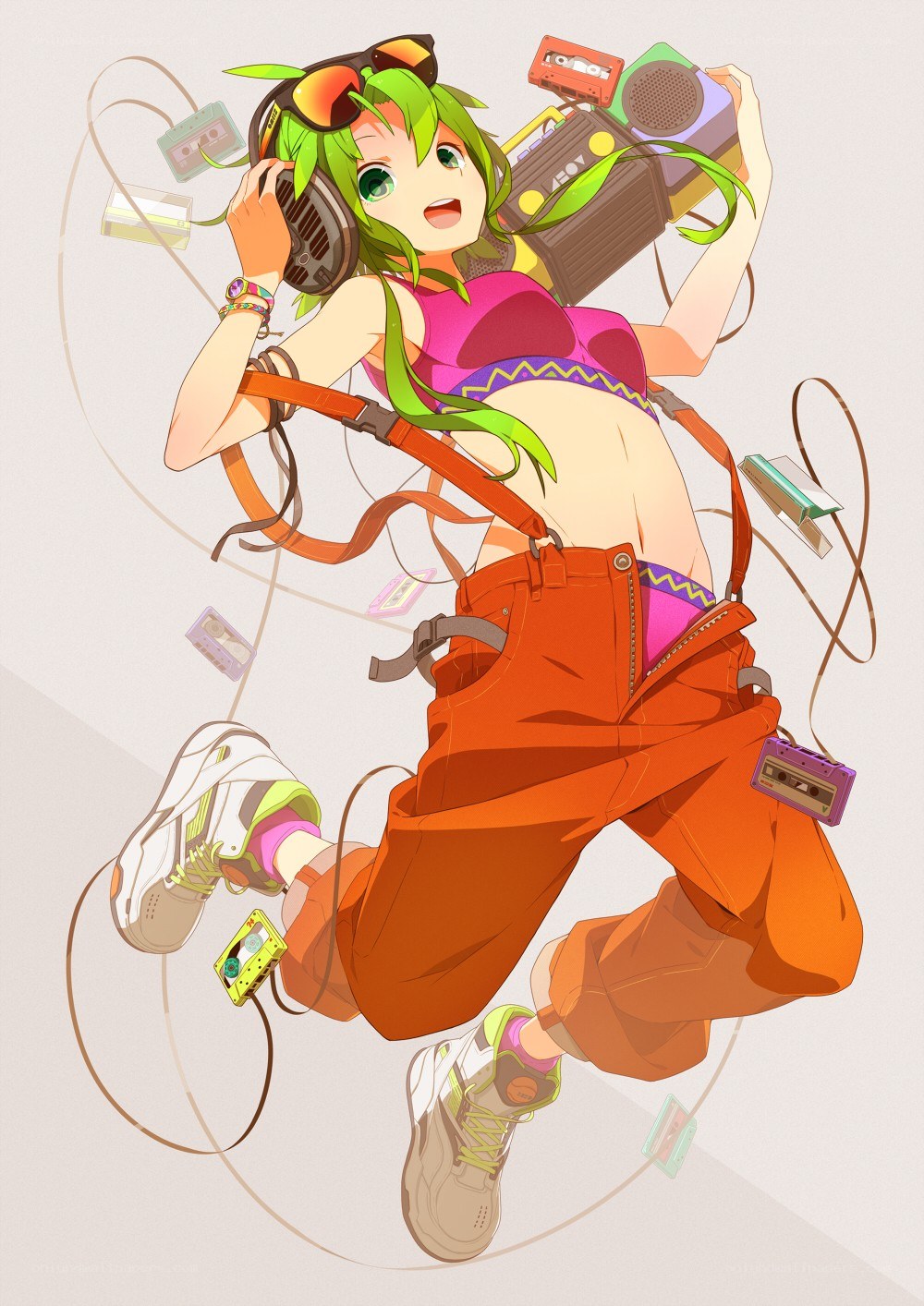 green-haired girl with boombox