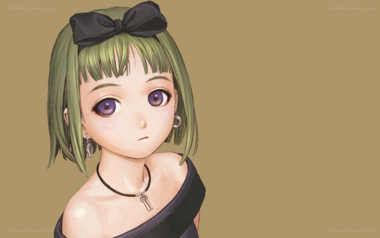 green-haired girl with bow