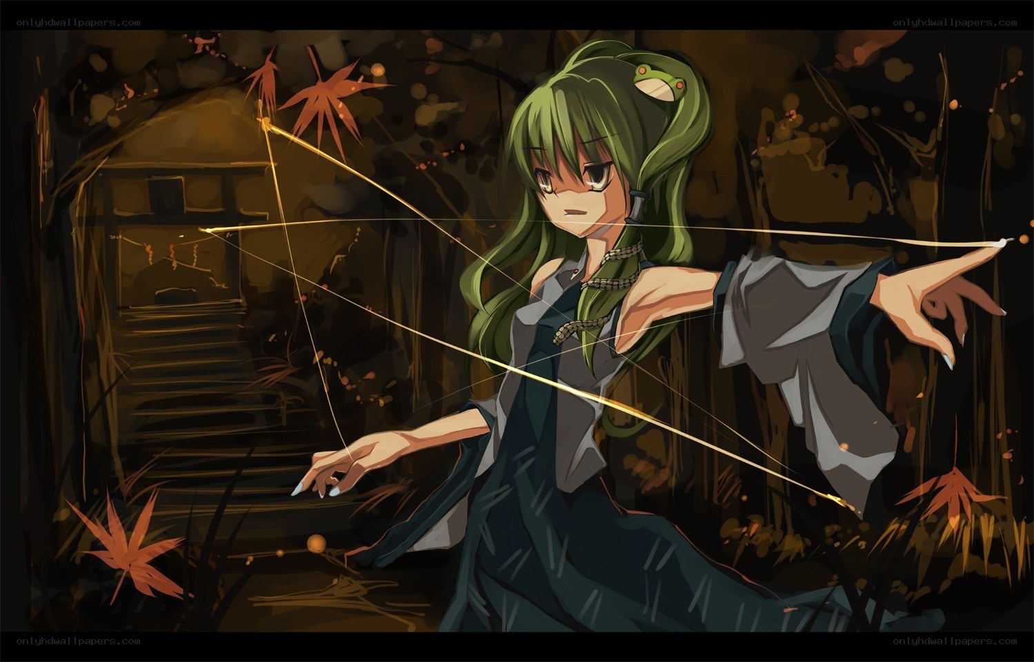 Green-haired girl with bow