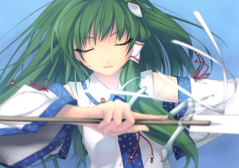 Green-haired Girl with Bow — Green, Calm