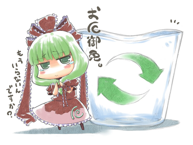 Green-haired Girl with Bow — Green