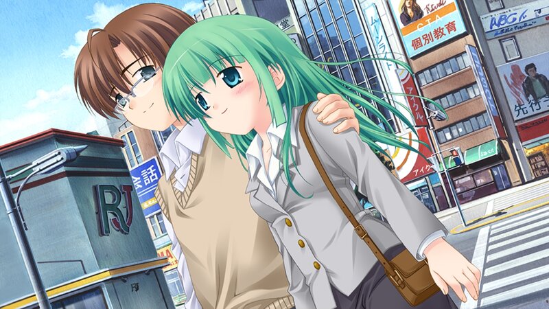 Green-haired Girl with Brown-haired Boy