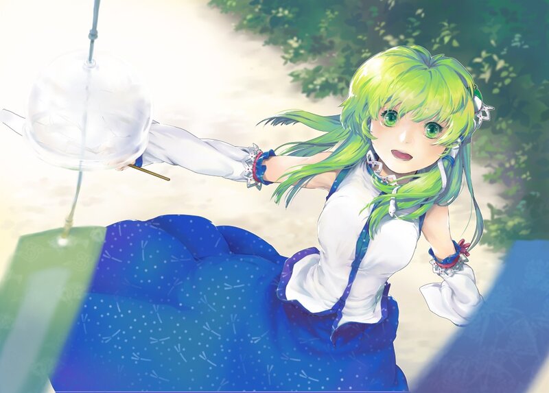 green-haired girl with bubble wand