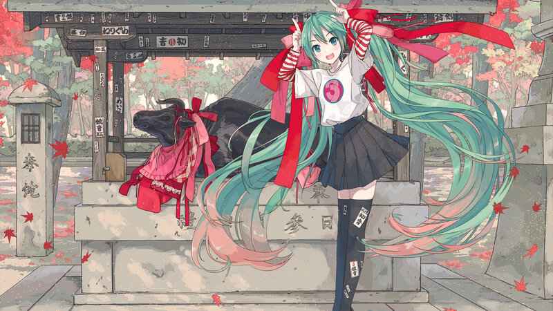 Green-haired Girl with Bull — Teal