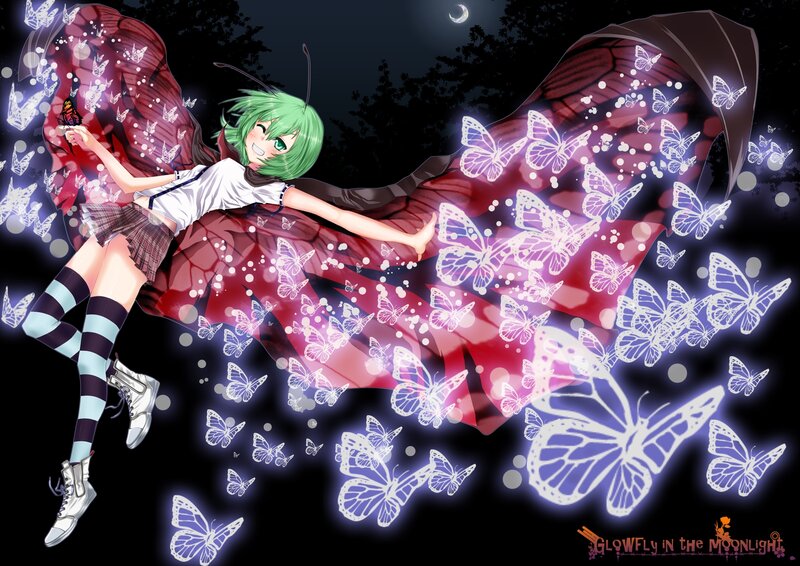 Green-haired Girl with Butterfly Wings