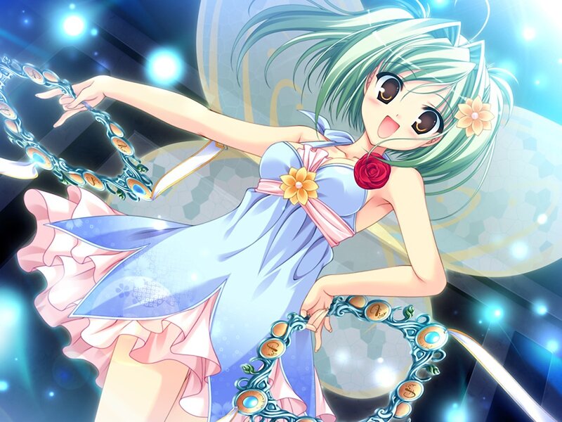 Green-haired Girl with Chain