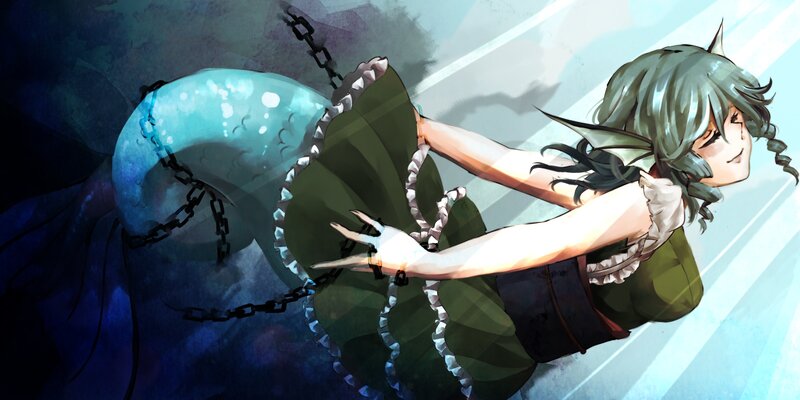 Green-haired Girl with Chains — Green