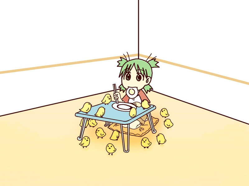 Green-haired Girl with Chicks