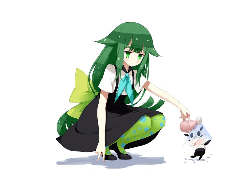 Green-haired Girl with Creature — Green