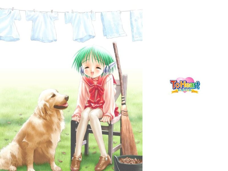 Green-haired Girl with Dog