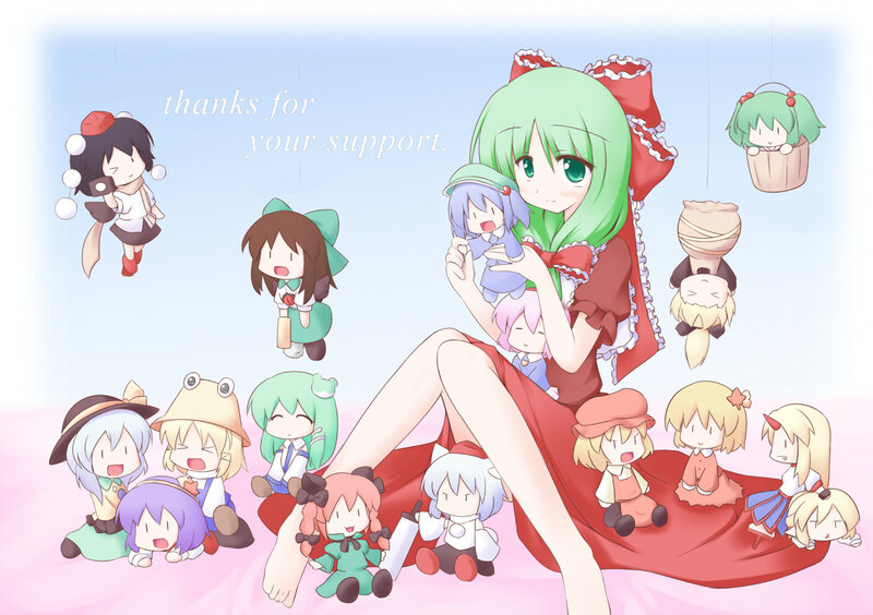 Green-haired Girl with Dolls