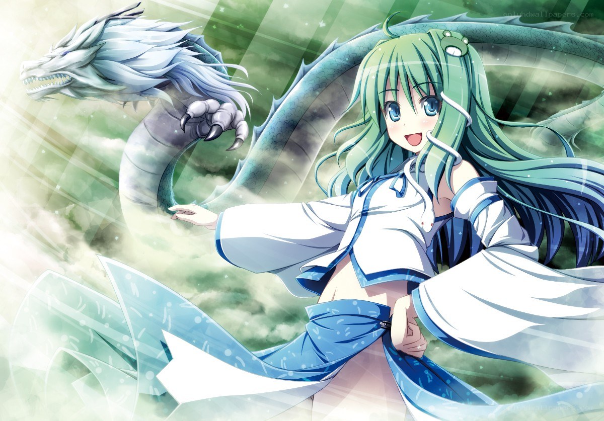 green-haired girl with dragon