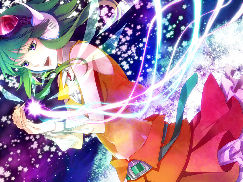 Green-haired Girl with Energy — Green