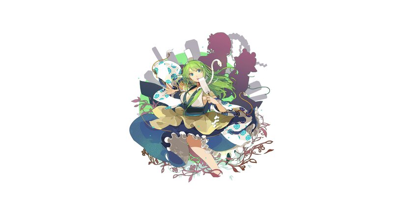 Green-haired Girl with Fan — Green, Calm