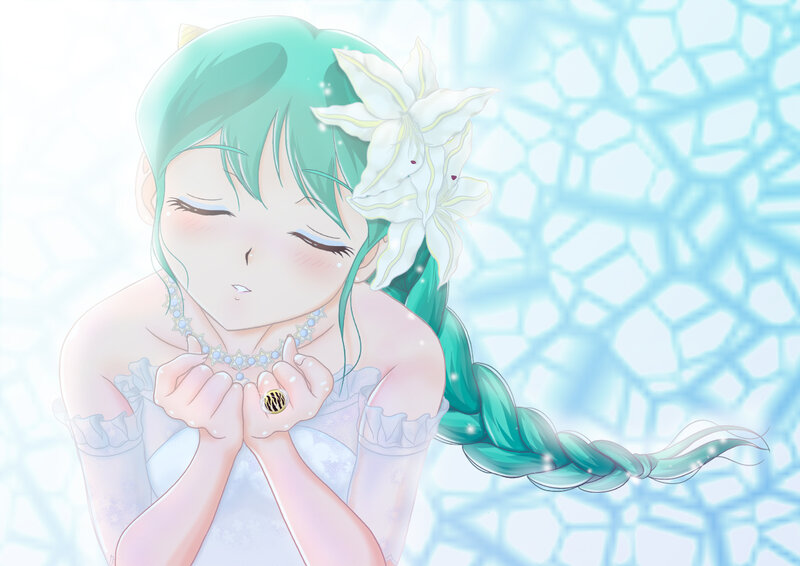 Green-haired Girl with Flower — Teal
