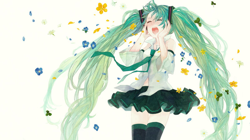 Green-haired Girl with Flowers — Green, Playful, Spring