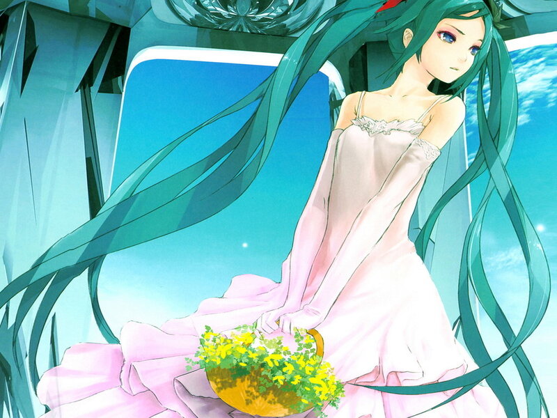 Green-haired Girl with Flowers — Pink