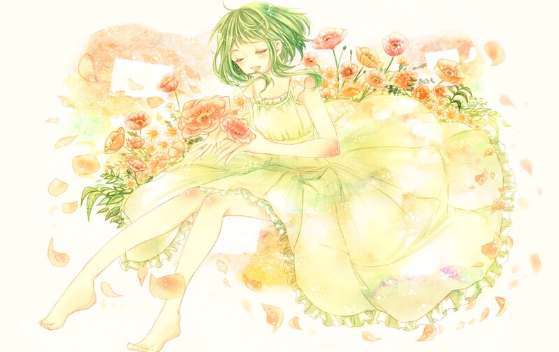 Green-haired Girl with Flowers — Yellow
