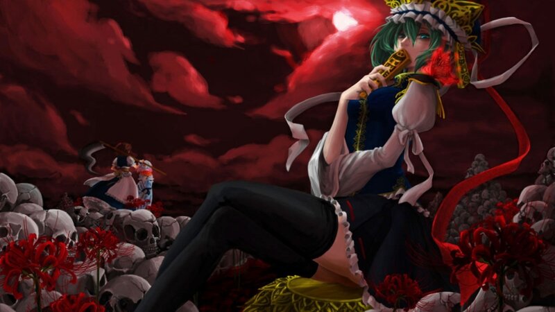 Green-haired Girl with Flute — Red
