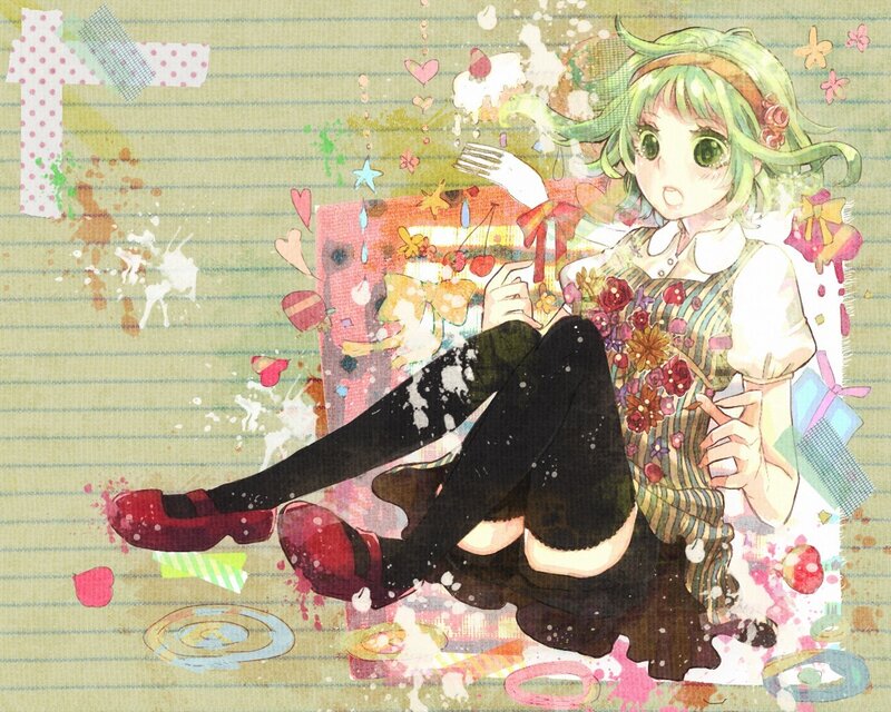 green-haired girl with food splatter