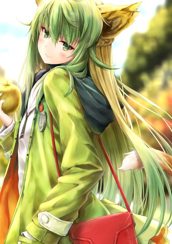 Green-haired Girl with Fox Ears
