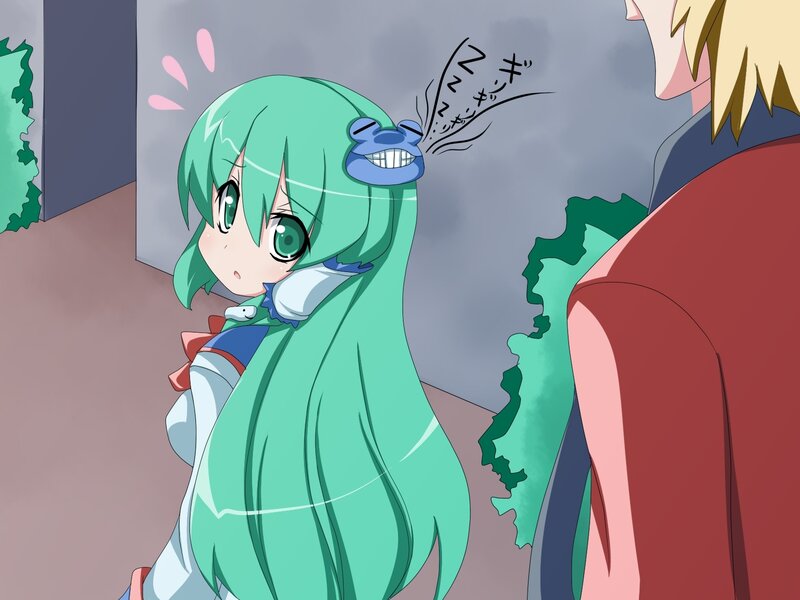 green-haired girl with frog