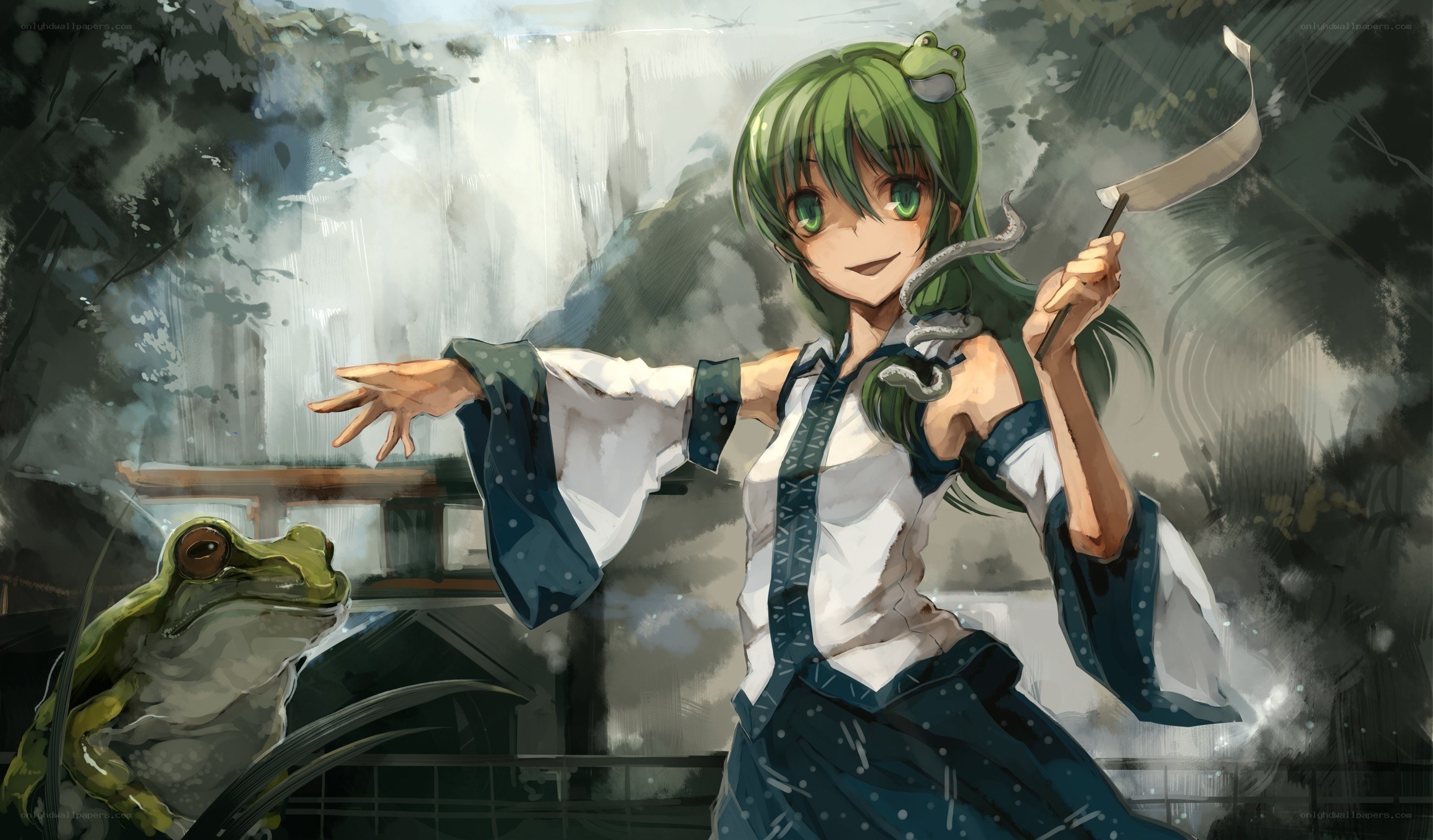 green-haired girl with frog