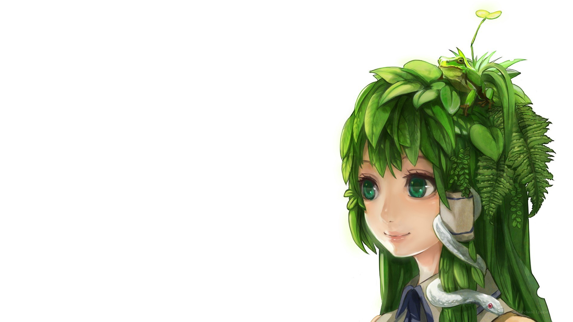 green-haired girl with frog