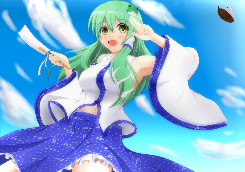 Green-haired Girl with Frog — Blue, Cheerful