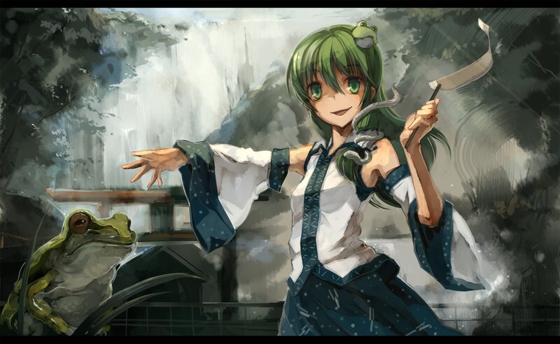 Green-haired Girl with Frog — Green, Dramatic, Anime