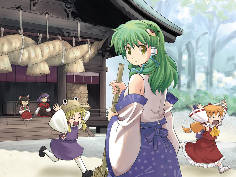Green-haired Girl with Frog — Green, Playful