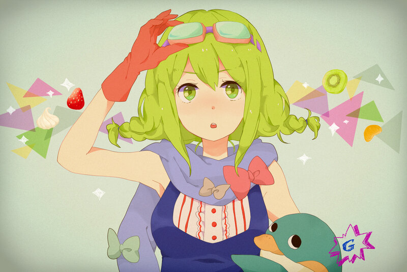 Green-haired Girl with Goggles — Green, Playful