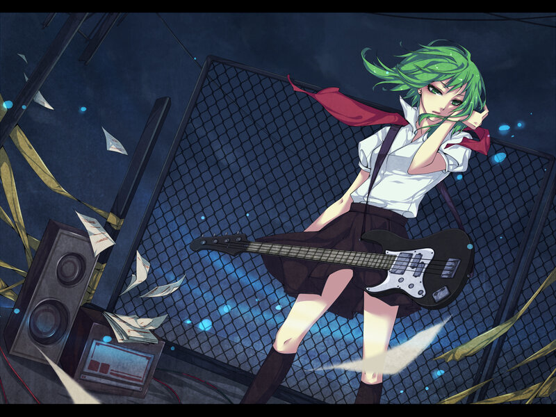 Green-haired Girl with Guitar — Blue
