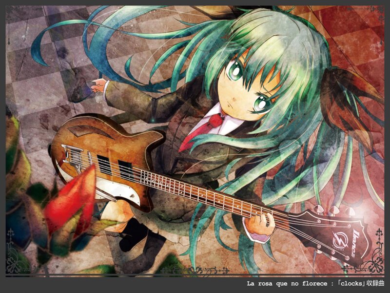 Green-haired Girl with Guitar — Green