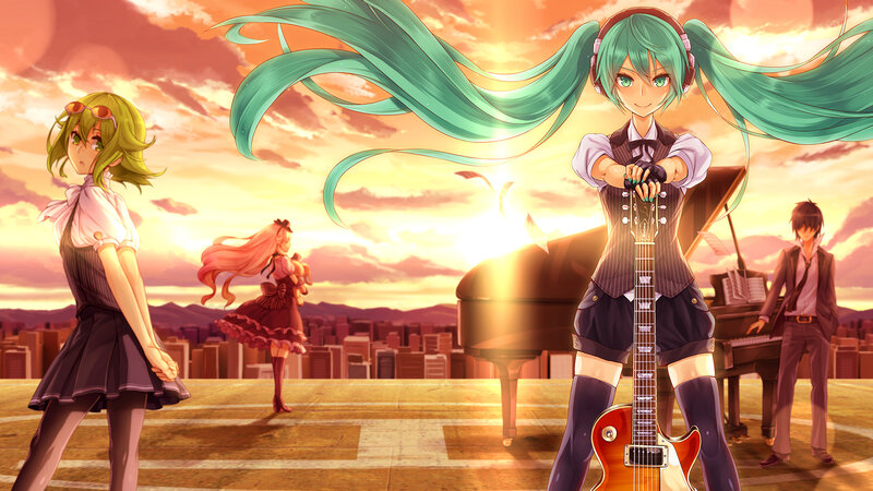 Green-haired Girl with Guitar — Orange, Dramatic