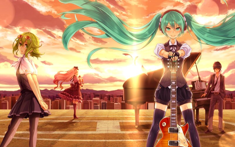 Green-haired Girl with Guitar — Orange