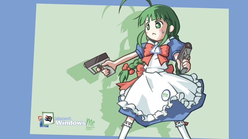 Green-haired Girl with Guns — Green