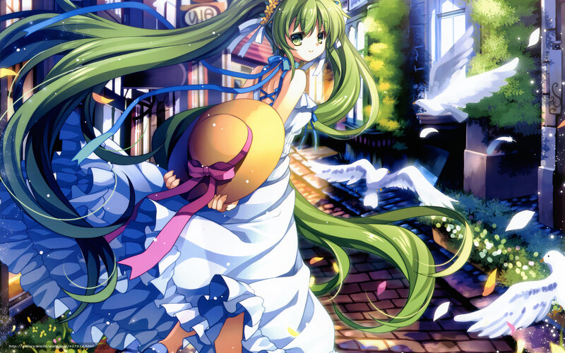 Green-haired girl with hat