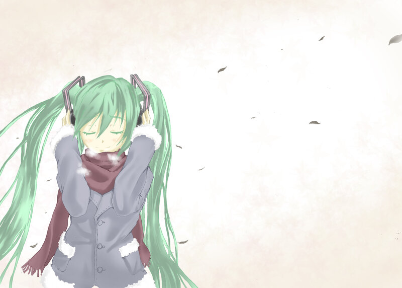 green-haired girl with headphones