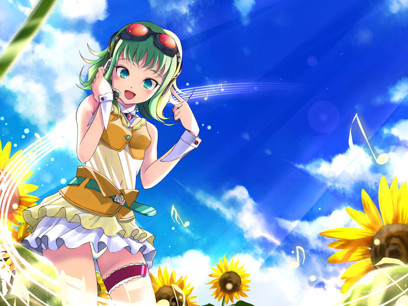 Green-haired Girl with Headphones — Blue