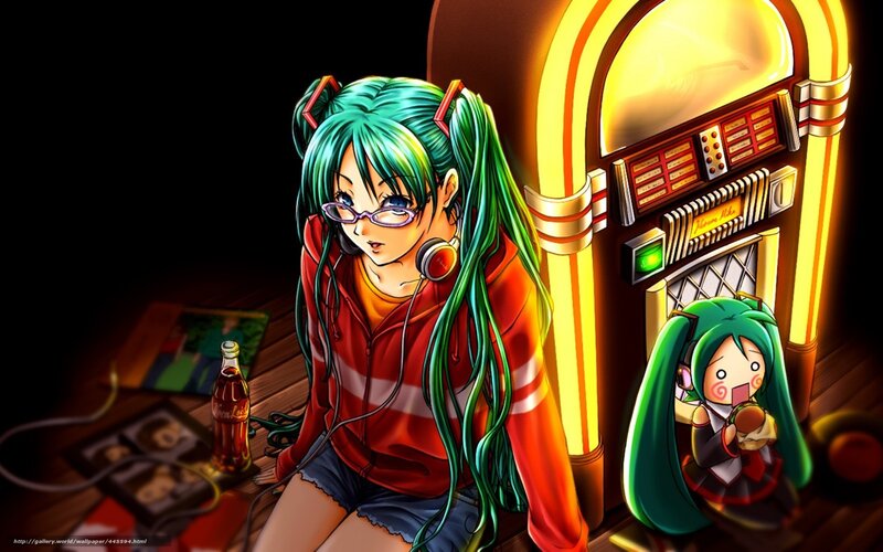 Green-haired Girl with Headphones — Green, Dramatic