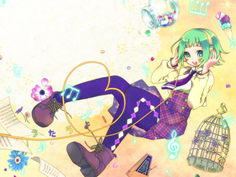 Green-haired Girl with Headphones — Yellow