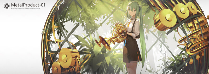 Green-haired Girl with Horn — Green