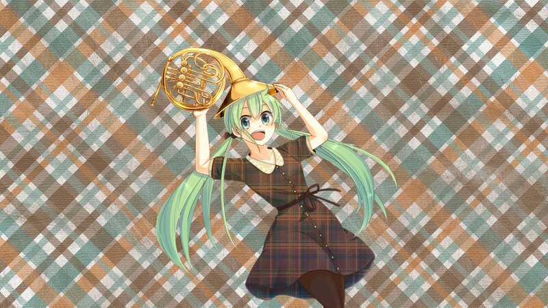 Green-haired Girl with Horn