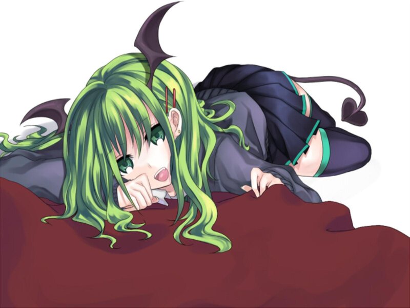 Green-haired Girl with Horns